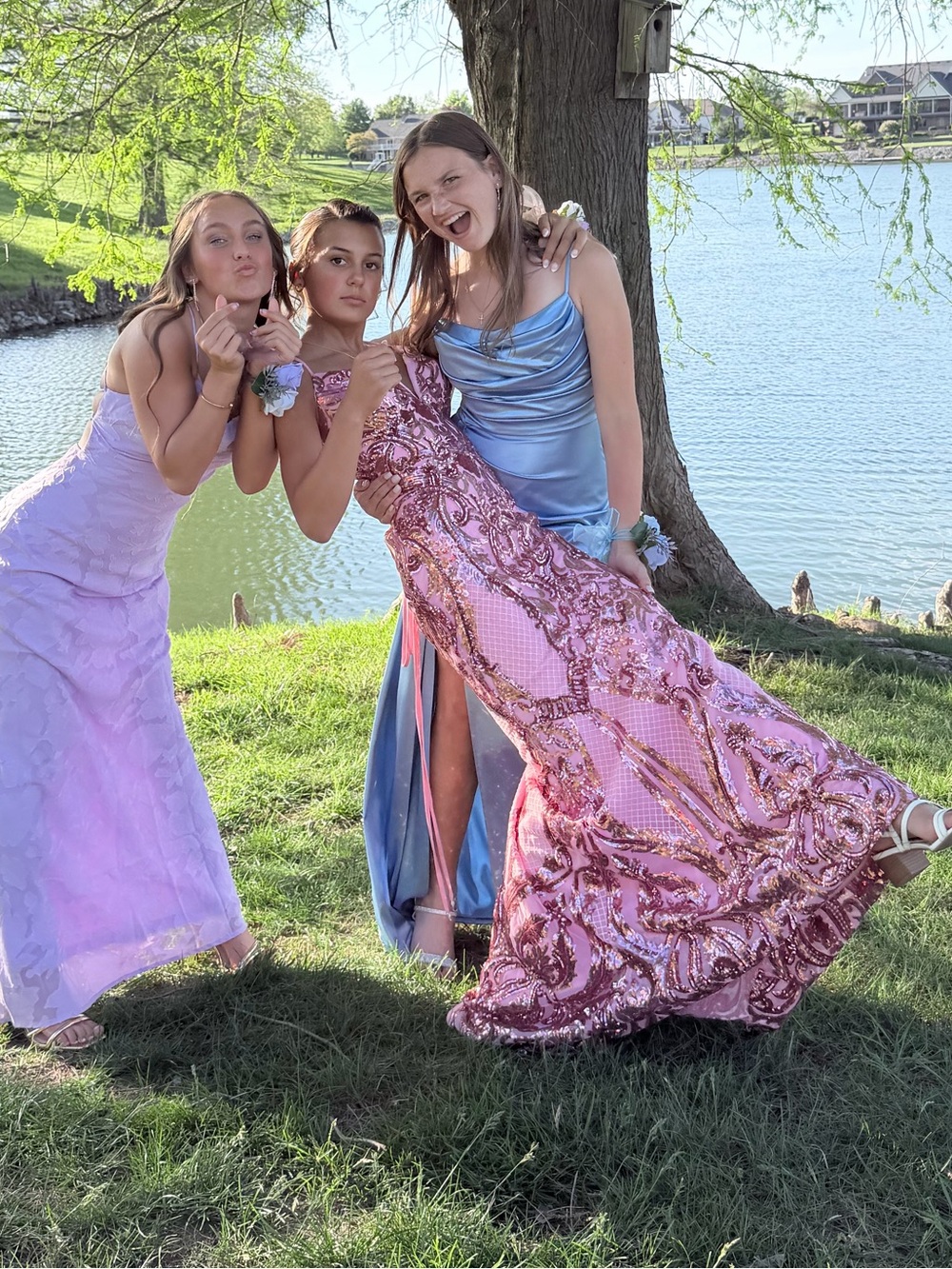 Mori Lee Pink Sequined Prom Dress - Picture 7 of 8